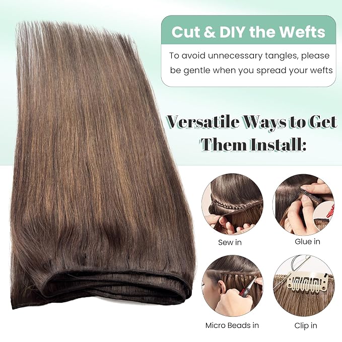 #2T6P2 Balayage Dark Brown Mixed Chestnut Brown