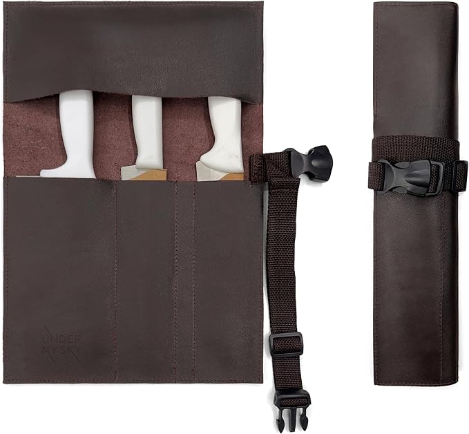 Knife Roll 3 Slots Brown