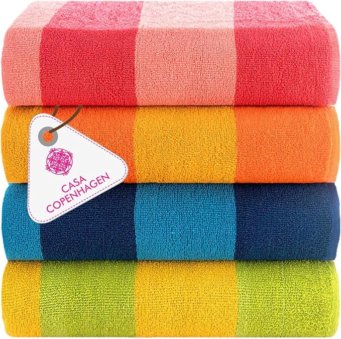 Malibu Beach Towels 4 Pieces - Orange, Blue, Pink, Green