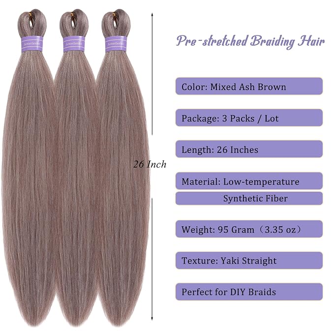 Mixed Ash Brown Braiding Hair Pre Stretched