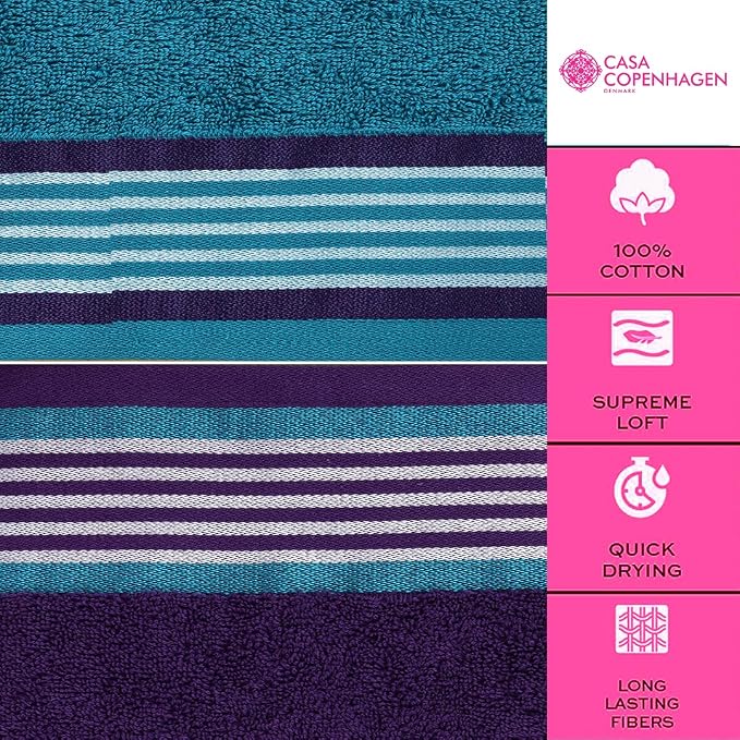 He & She 6pcs Towel Set Indigo-teal Green