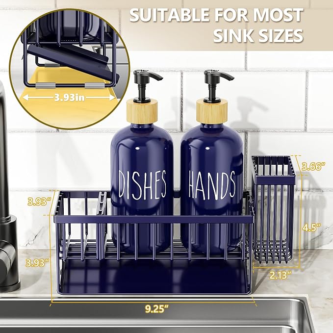 Navy Blue Sponge Holder + Navy Blue Bottle
