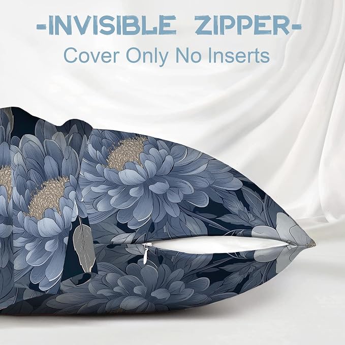Blue Floral Peony Flowers