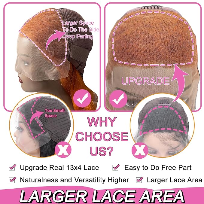 Ginger Body Wave Lace Front Wigs Human Hair