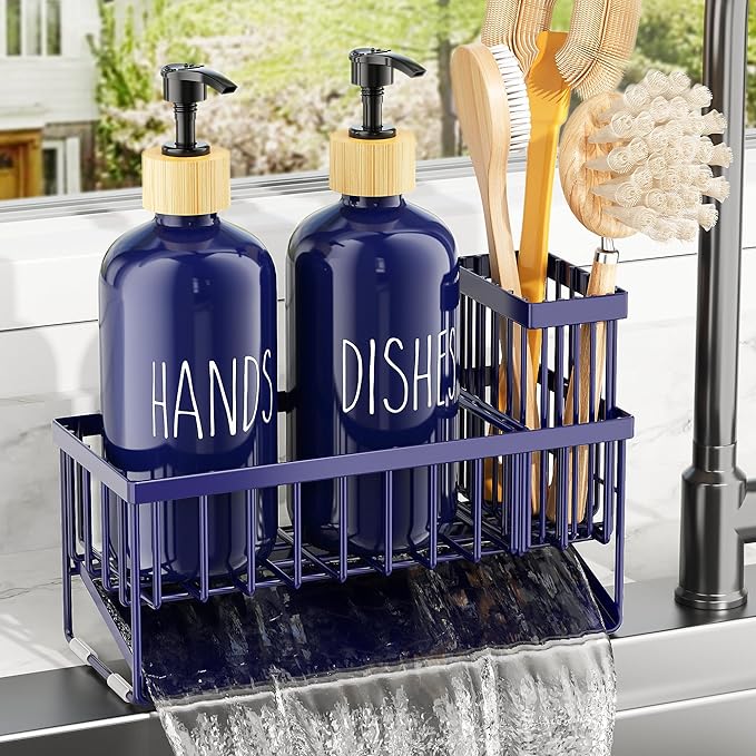Navy Blue Sponge Holder + Navy Blue Bottle