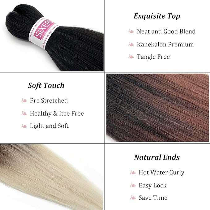 Black Brown Blonde Braiding Hair Ombre