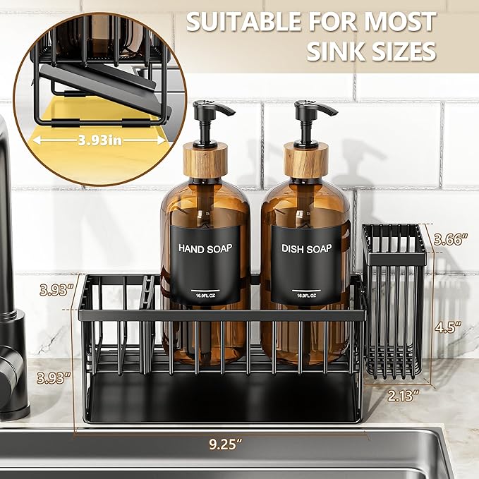 Black Sponge Holder + Amber Bottle