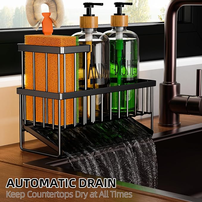 Black Sponge Holder + Clear Bottle