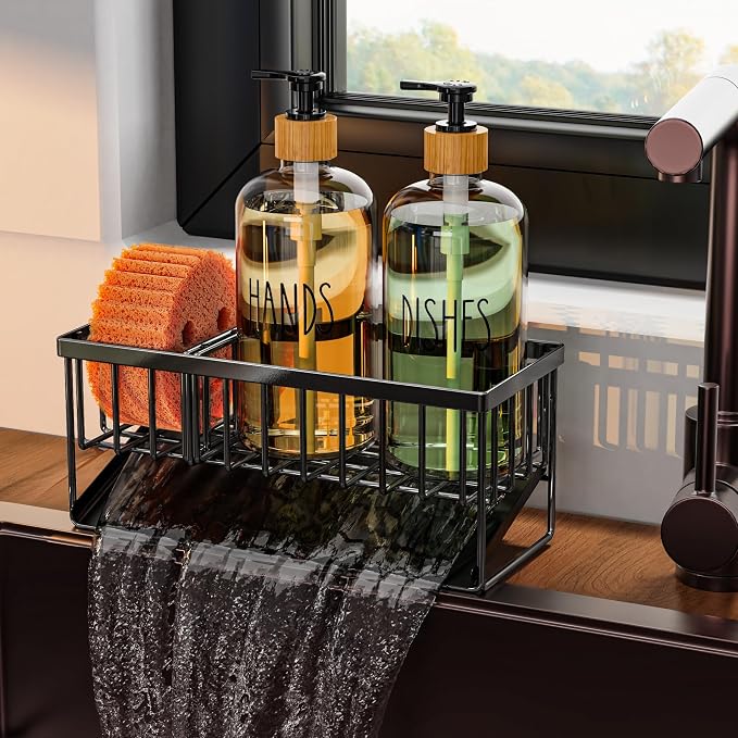 Black Sponge Holder + Clear Bottle