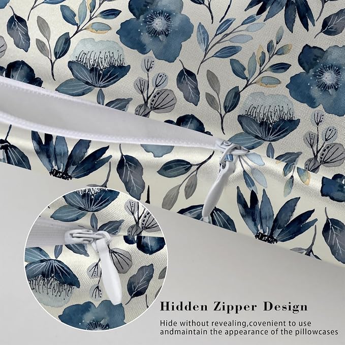Watercolor Blue Floral Leaves