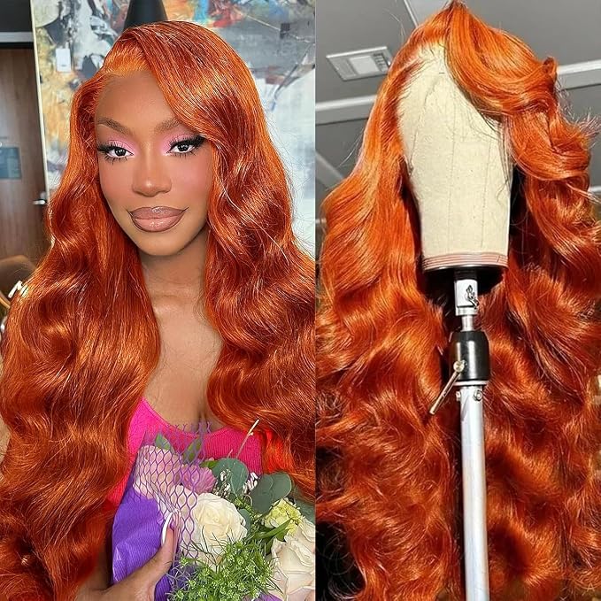 Ginger Body Wave Lace Front Wigs Human Hair