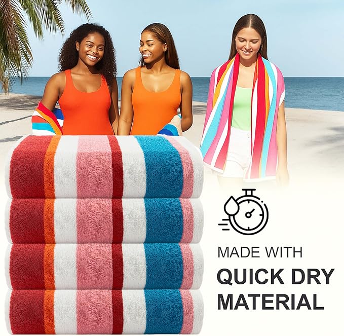 Bora Bora Beach Towel, 4 Pieces - Pink