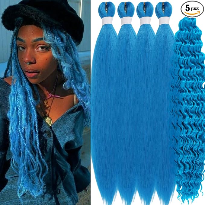 Lake Blue Braiding Hair with Boho Curls