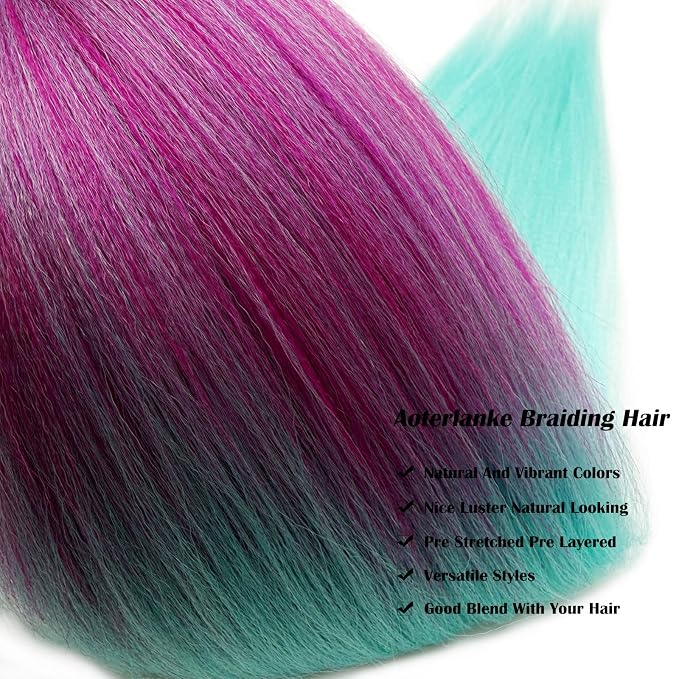 Pink and Mint Braiding Hair Pre Stretched