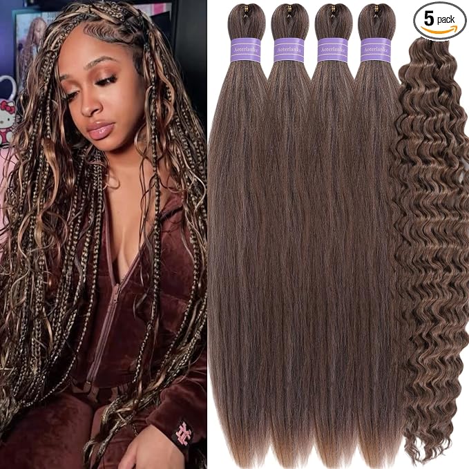 Mixed Golden Brown Braiding Hair with Boho Curls