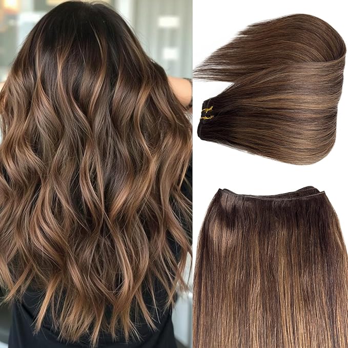 #2T6P2 Balayage Dark Brown Mixed Chestnut Brown