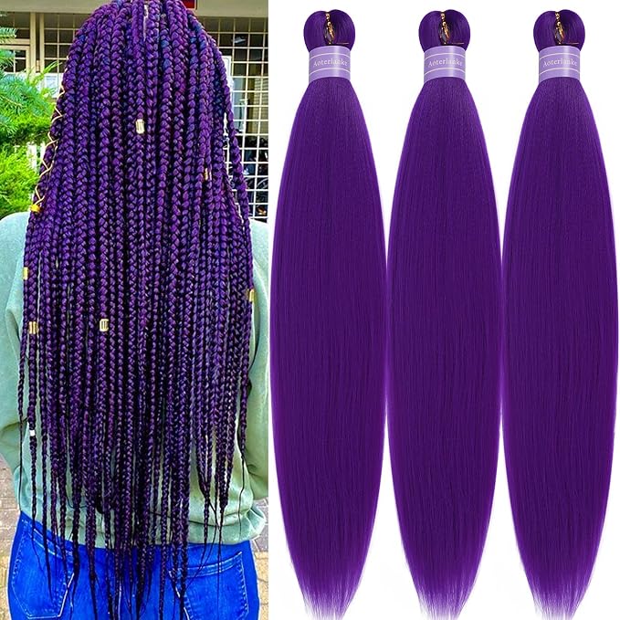 Bright Purple Braiding Hair Pre Stretched
