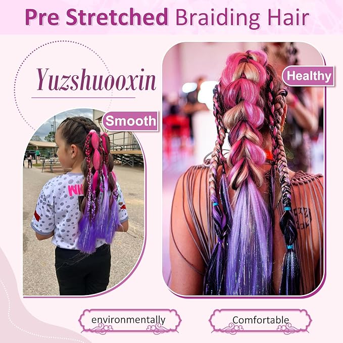 ombre hot pink-lavender-purple with tinsel
