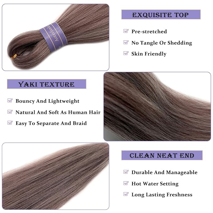 Mixed Ash Brown Braiding Hair Pre Stretched