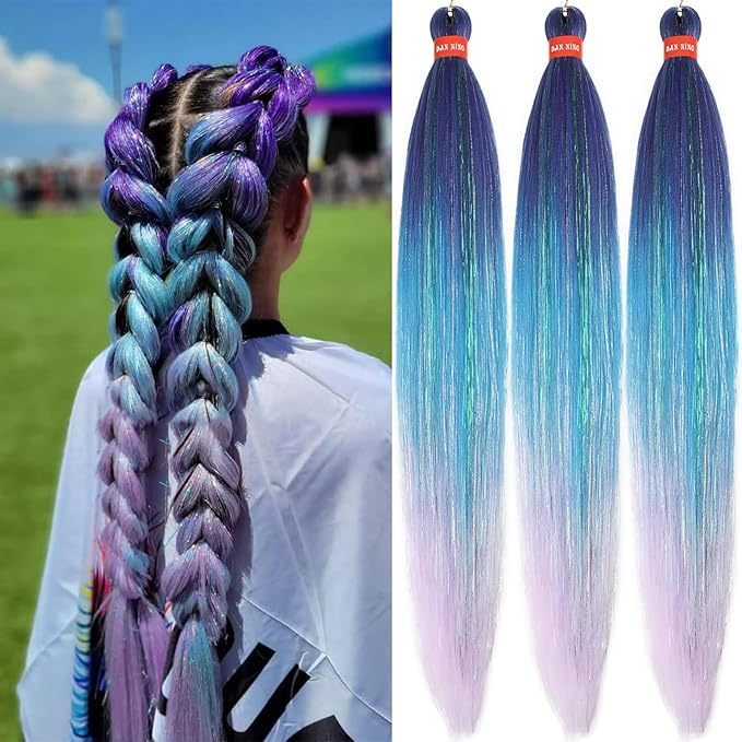 ombre purple lake blue with tinsel
