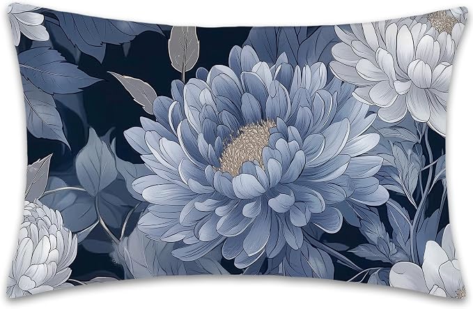 Blue Floral Peony Flowers
