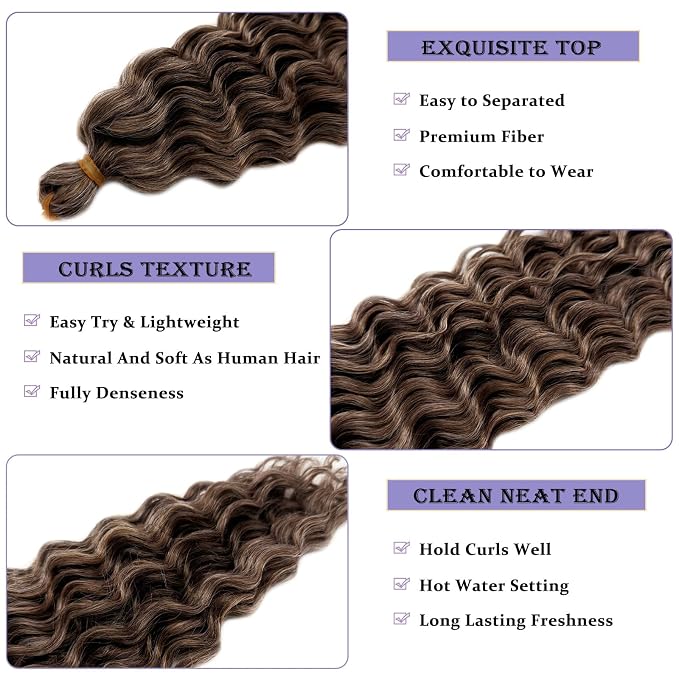 Mixed Golden Brown Braiding Hair with Boho Curls