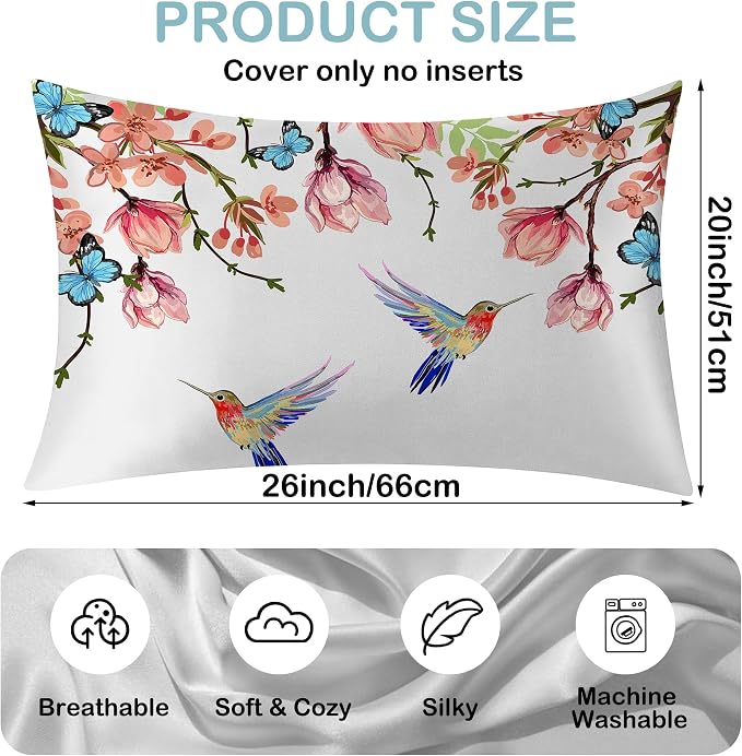 Hummingbird Floral Watercolor Flowers With Butterflies Leaves