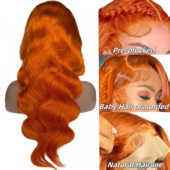 Ginger Body Wave Lace Front Wigs Human Hair
