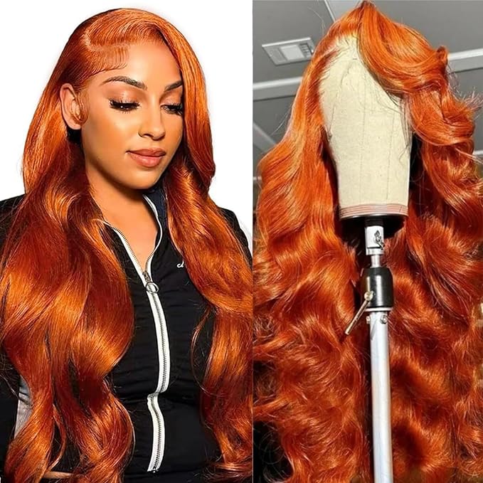 Ginger Body Wave Lace Front Wigs Human Hair
