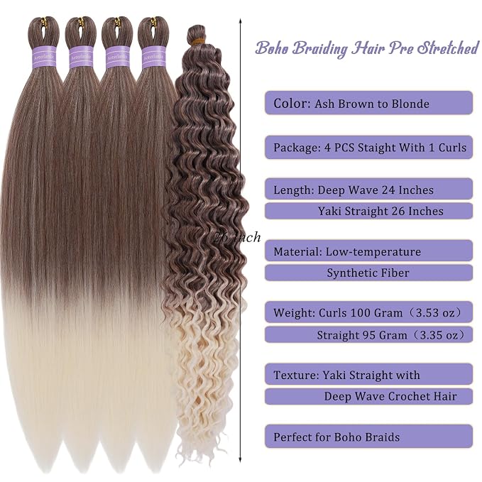 Ash Brown to Blonde Braiding Hair with Boho Curls