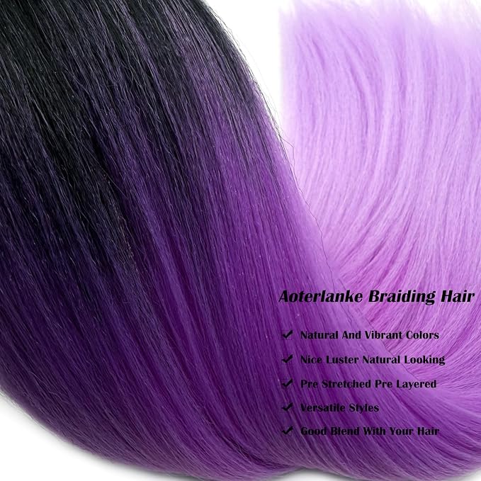 Black to Purple Braiding Hair Pre Stretched