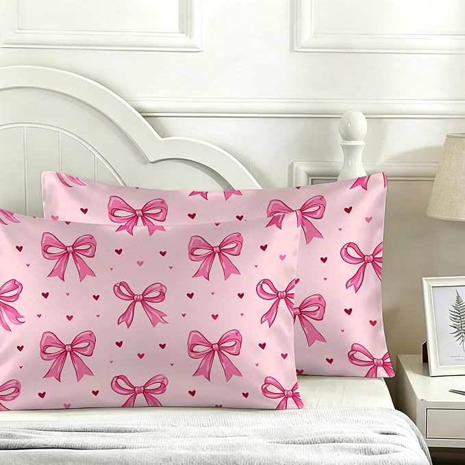 Pink Ribbon Bows and Heart