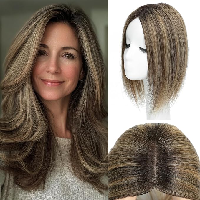 Medium Brown Mix Blonde with Dark Brown Root