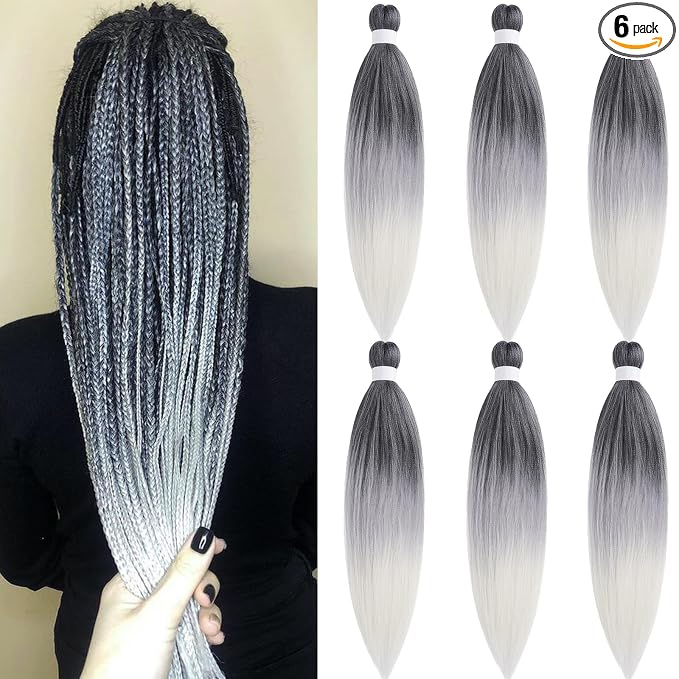 Grey Ombre Braiding Hair 6 Packs