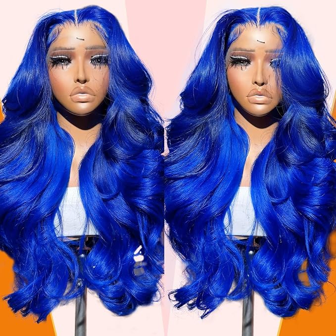 Blue Wig Human Hair