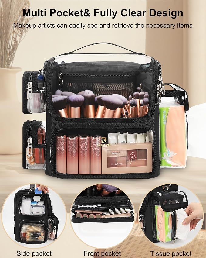 Black-Clear Makeup Brush Bag