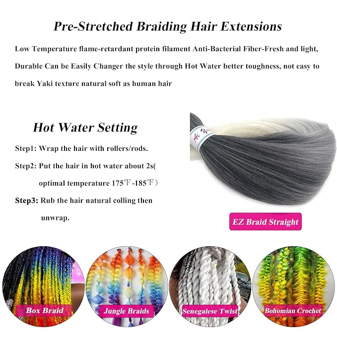 Grey Ombre Braiding Hair 6 Packs