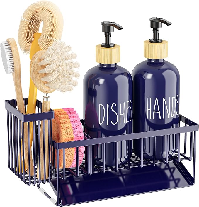 Navy Blue Sponge Holder + Navy Blue Bottle