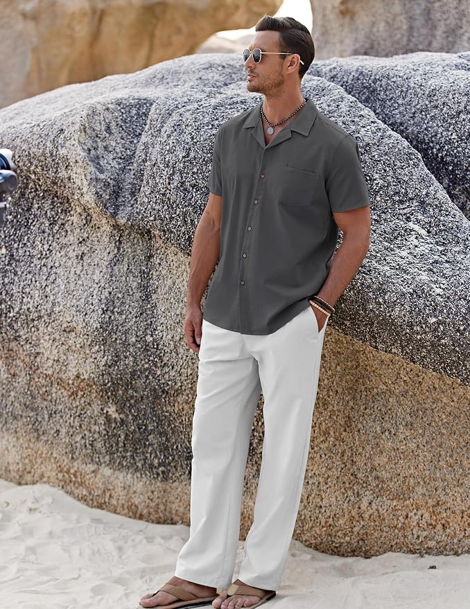 Dark Gray Shirt/White Pants