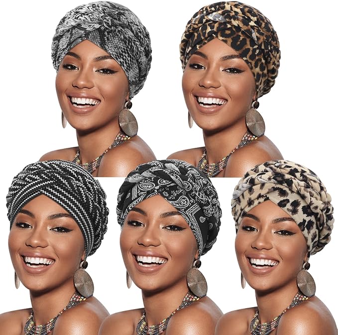 5 Pcs Double Twisted Braids: Leopard/Leopard/Python/Rain Totem/Stripes