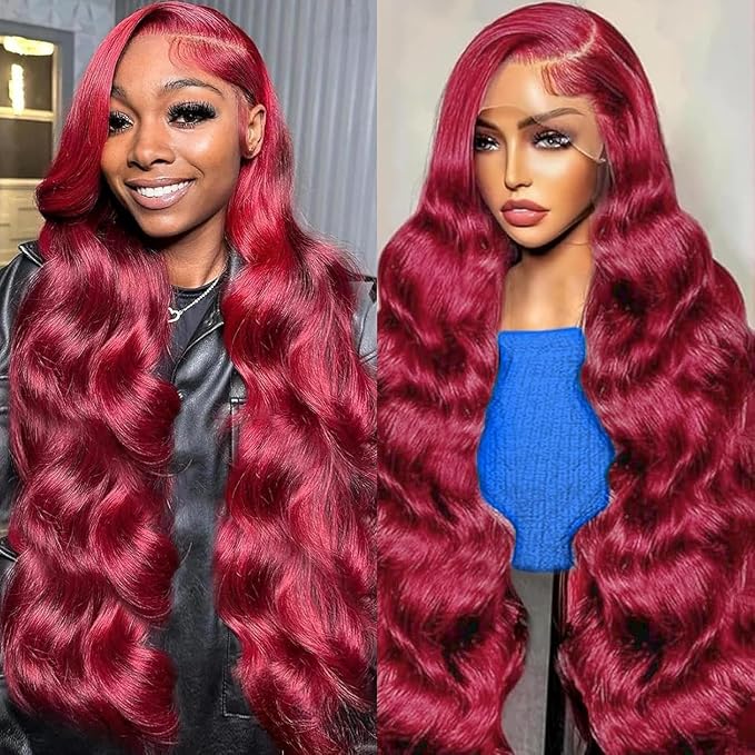 99J Body Wave Burgundy Lace Front Wigs Human Hair
