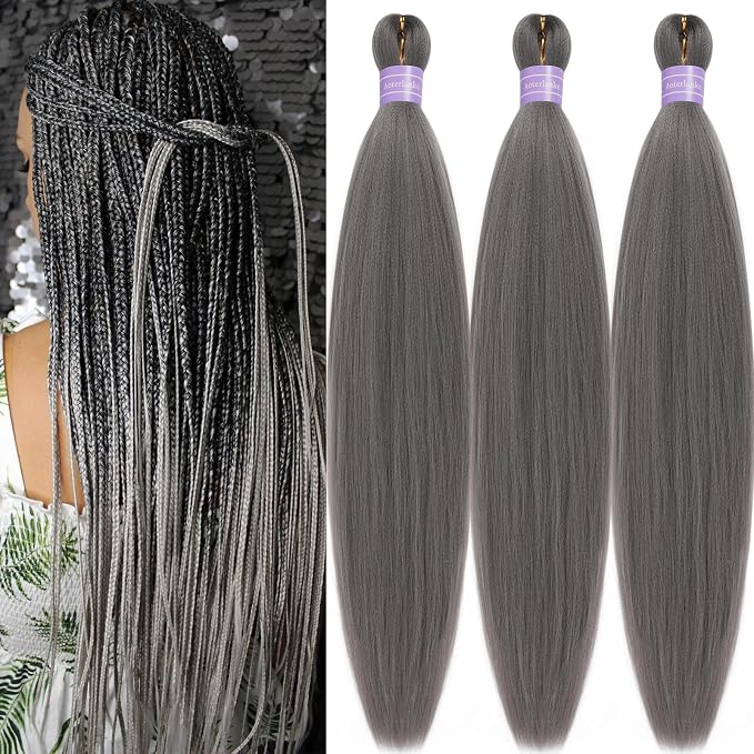 Gray Braiding Hair Pre Stretched