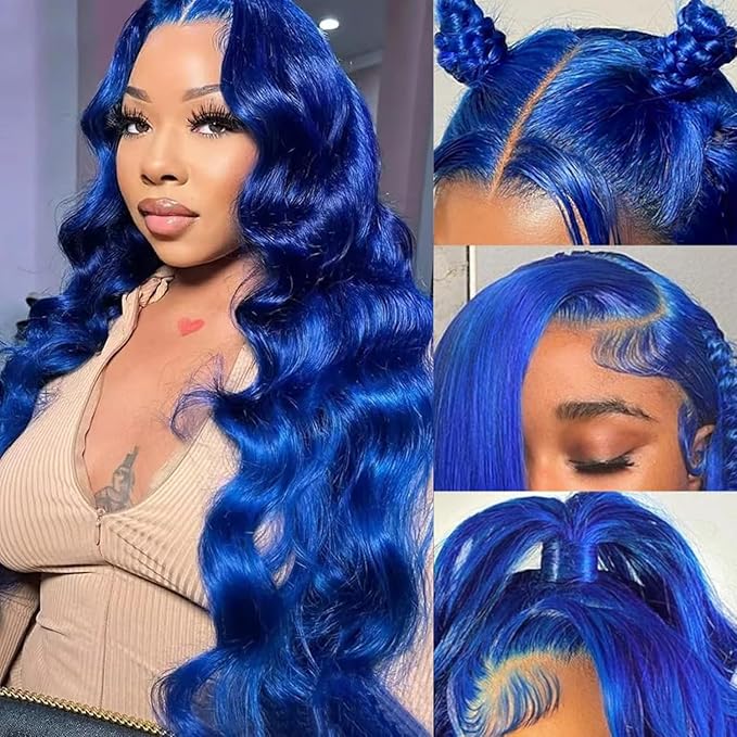 Blue Body Wave Lace Front Wigs Human Hair