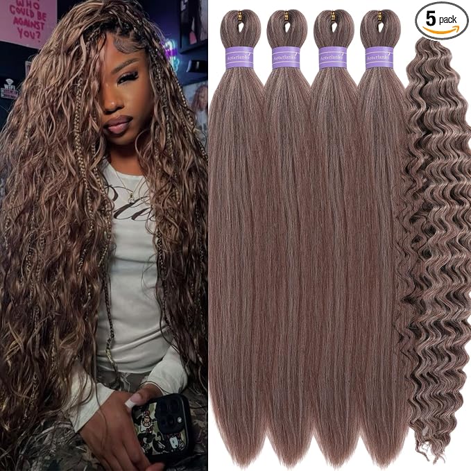 Mixed Dark Ash Brown Braiding Hair with Boho Curls