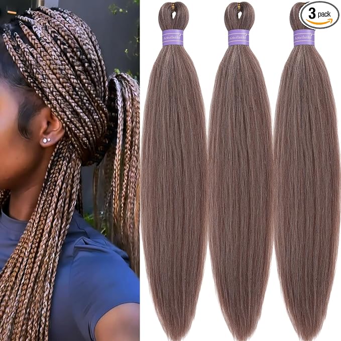 Mixed Dark Ash Brown Braiding Hair Pre Stretched