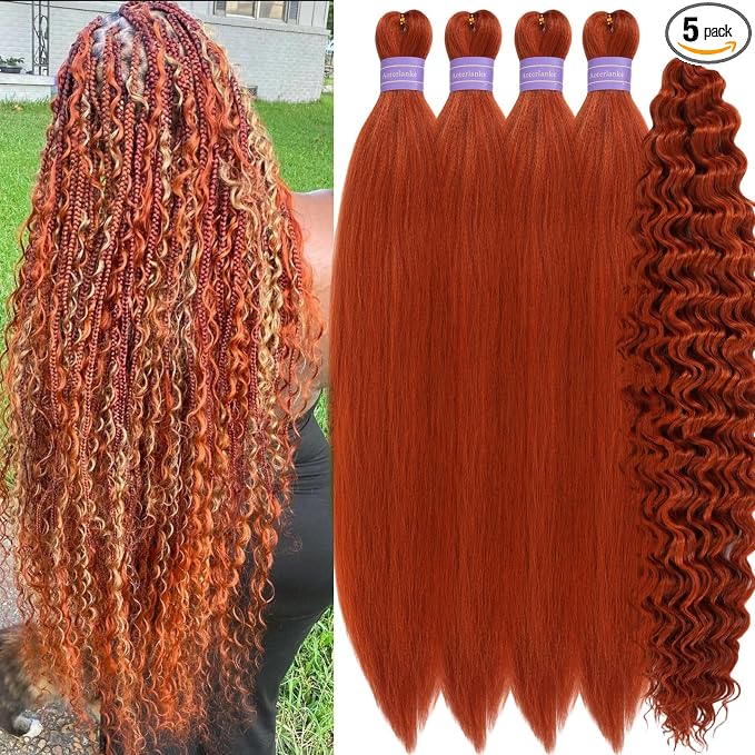 Mixed Ginger Orange Braiding Hair with Boho Curls