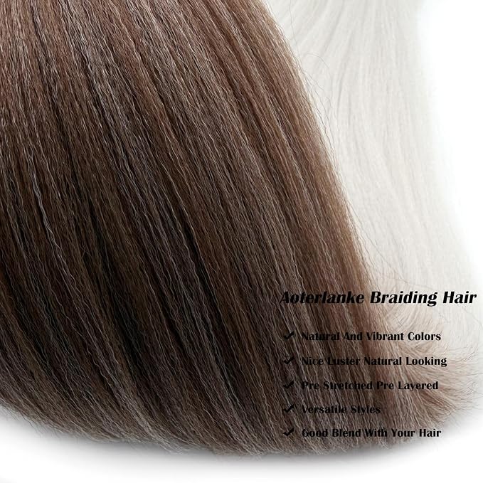 Brown and Grey Braiding Hair Pre Stretched