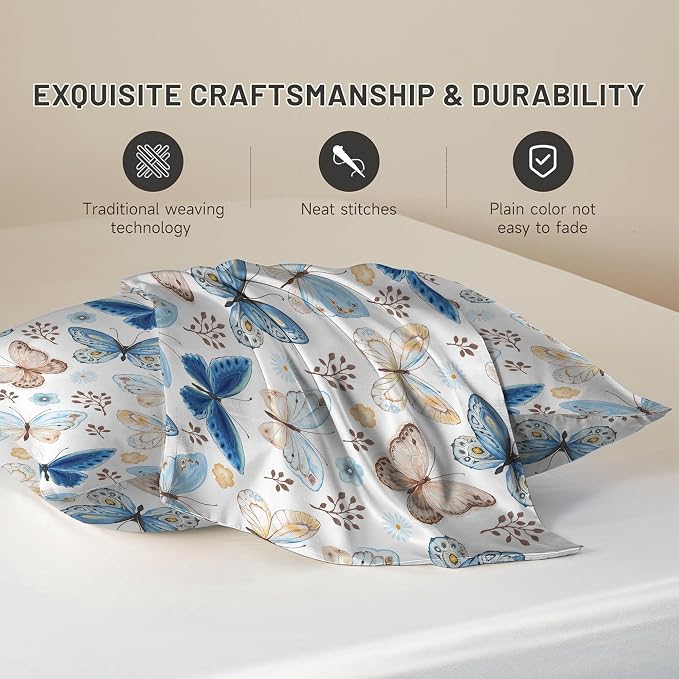 Vintage Blue Brown Butterfly