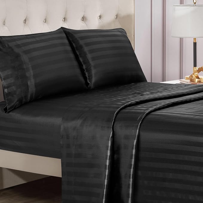 Black Damask Stripe