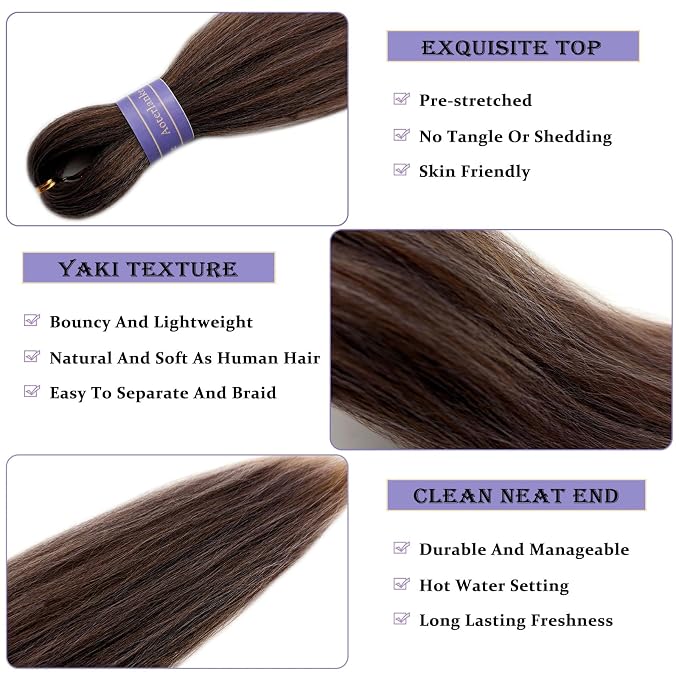 Mixed Golden Brown Braiding Hair Pre Stretched